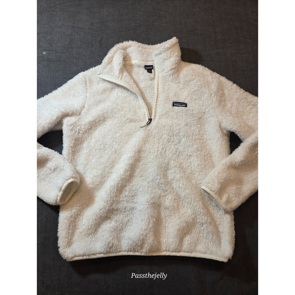 Patagonia Women's Medium Los Gatos 1/4 Zip Fleece Pullover Ivory Cream High Pile